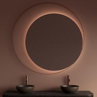 Spiegel Gliss Design Kosmos Koper Rosé Rond met Frame en Indirecte LED Verlichting 140 cm - thumbnail