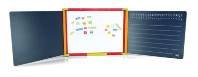 Houten tafel drieluik 3 gezichten (1 magnetisch en 2 met krijt)