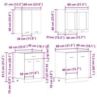 4-delige Keukenkastenset Lyon bewerkt hout oud houtkleurig - thumbnail