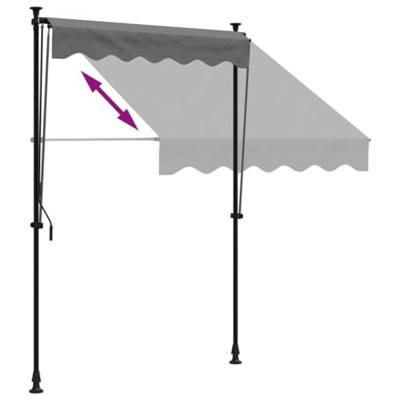 Luifel uittrekbaar 150x150 cm stof en staal antracietkleurig - thumbnail