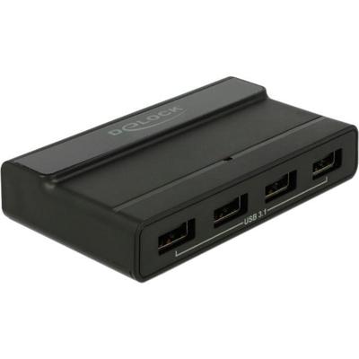 DeLOCK externe usb 3.2 gen 2 4 port hub 10gbps usb-hub (zwart)