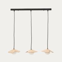 Kave Home Hanglamp 'Wilara' Eiken en glas, 3-lamps - thumbnail