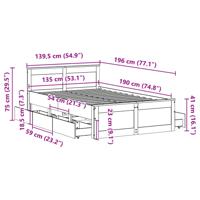 Bedframe zonder matras met hoofdbord grenenhout wit 120x190 cm - thumbnail