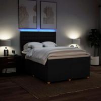 Boxspring met matras stof zwart 140x190 cm - thumbnail