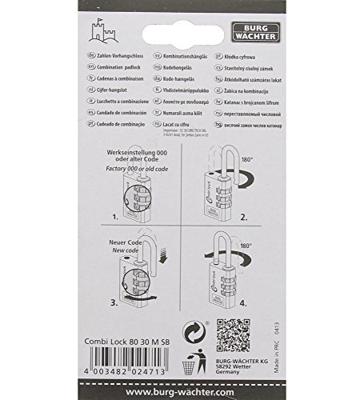 Burg Wächter 2471 Hangslot 30.80 mm Messing Cijferslot