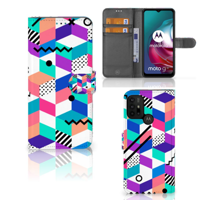 Motorola Moto G10 | G20 | G30 | Book Case | Blokken Kleurrijk | Portemonnee hoesje