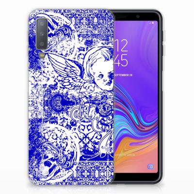 Silicone Back Case Samsung Galaxy A7 (2018) Angel Skull Blauw Silicone Back Case Samsung Galaxy A7 (2018) Angel Skull Blauw