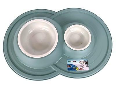 Happy Pet Mad About Pets Voerbak/Drinkbak Volcano Dubbel Salie Groen 49X33X6 CM 230/600 ML
