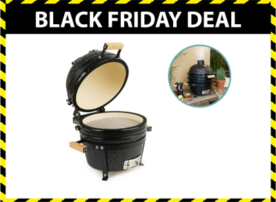 909 Outdoor Kamado BBQ - 15 inch Keramische barbecue - 33 cm grillrooster - Zwart