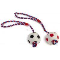 Rubber foam bal aan slingerkoord hondenspeeltje 30 cm - thumbnail