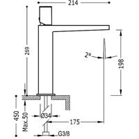 Wastafelmengkraan Tres Project 1-Knop Uitloop Recht 19.7 cm Rond RVS - thumbnail