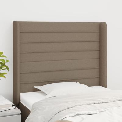 Hoofdbord met randen 183x16x118/128 cm stof taupe - thumbnail