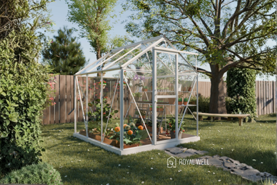 Royal Well Mary I aluminium tuinkas 212x222 cm wit- - Veiligheidsglas- Royal Well