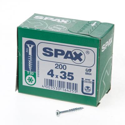 200 Spax schroeven 4x35mm deeldraad verzonken kop T20