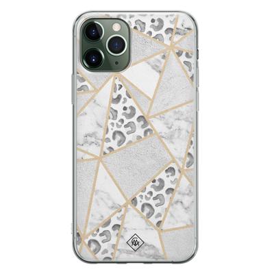 iPhone 11 Pro Max siliconen telefoonhoesje - Stone & leopard print