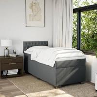 Boxspring met matras stof donkergrijs 90x190 cm - thumbnail