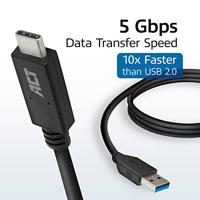 ACT AC7416 USB-A/USB-C Aansluitkabel | USB 3.2 Gen1 | USB-A male - USB-C male | 5Gbps | 1 meter - thumbnail