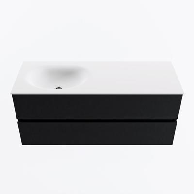 MONDIAZ VICA 120cm badmeubel onderkast Urban 2 lades. Wastafel MOON links 1 kraangat, kleur Talc.