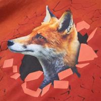 Kindershirt met lange mouwen vossenprint 128 lichtroestkleurig - thumbnail
