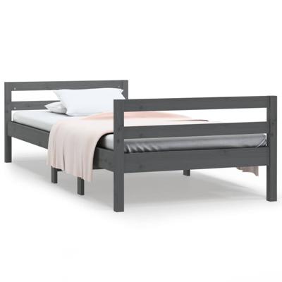 Bedframe massief grenenhout grijs 90x200 cm