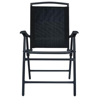 Tuinstoelen inklapbaar 2 st textileen zwart - thumbnail