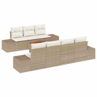 Tuinbankenset met opslag 8 pcs Beige en Crème poly rattan - thumbnail