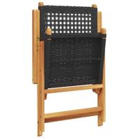 Tuinstoelen 2 st massief acaciahout en poly rattan zwart - thumbnail