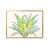 Canvas DKD Home Decor Tropisch Blad van een plant (80 x 3 x 60 cm) - thumbnail