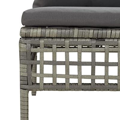 Tuinhoekbanken met kussens 2 st poly rattan grijs - thumbnail