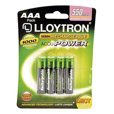 Lloytron B014 Rechargeable Accupower AAA Ni-MH Batteries 550mAh 4 Pack