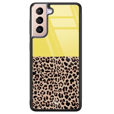 Samsung Galaxy S21 Plus glazen hardcase - Luipaard geel Samsung Galaxy S21 Plus glazen hardcase - Luipaard geel
