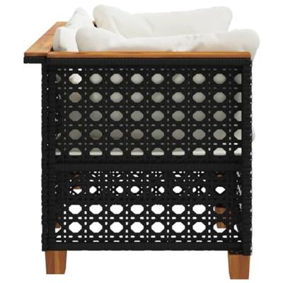 Tuinhoekbanken met kussens 2 st poly rattan zwart - thumbnail