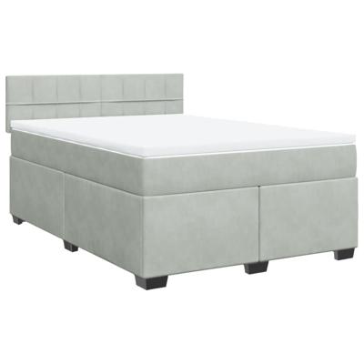 Boxspring met matras fluweel lichtgrijs 160x200 cm