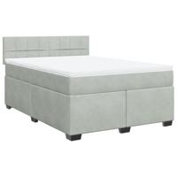 Boxspring met matras fluweel lichtgrijs 140x200 cm - thumbnail