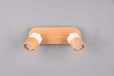 Trio Plafondlamp hout met witAruni 2-lichts - 801100231