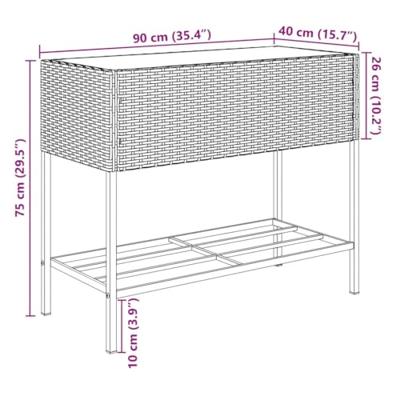 VidaXL Plantenbakken met schap 2 st 90x40x75 poly rattan bruin VidaXL Plantenbakken met schap 2 st 90x40x75 poly rattan bruin