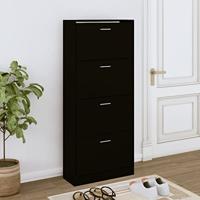 VidaXL Schoenenkast 63x24x147 cm bewerkt hout zwart - thumbnail