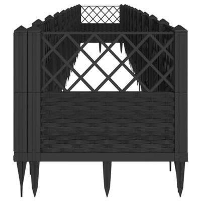 VidaXL Plantenbak met pinnen 363,5x43,5x43,5 cm polypropeen zwart