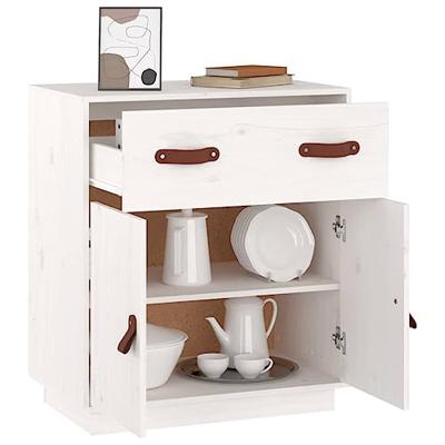 Dressoir 65,5x40x75 cm massief grenenhout wit - thumbnail