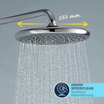 Grohe QuickFix Vitalio Start 250 regendoucheset met 3 straalsoorten en thermostaatkraan Ø25cm chroom