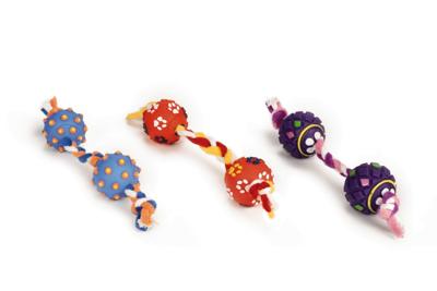 Beeztees pluche koord met vinyl ball