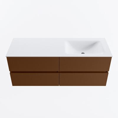 MONDIAZ VICA 130cm badmeubel onderkast Rust 4 lades. Wastafel CLOUD rechts 1 kraangat, kleur Talc.