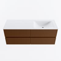 MONDIAZ VICA 130cm badmeubel onderkast Rust 4 lades. Wastafel CLOUD rechts 1 kraangat, kleur Talc. - thumbnail