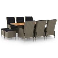 9-delige Tuinset met kussens poly rattan bruin - thumbnail