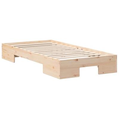 Bedframe met opslag Bruin 90 x 190 cm Massief grenenhout