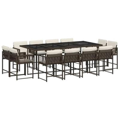 13-delige Tuinset met kussens poly rattan bruin