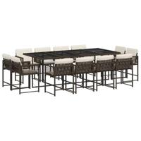 13-delige Tuinset met kussens poly rattan bruin - thumbnail