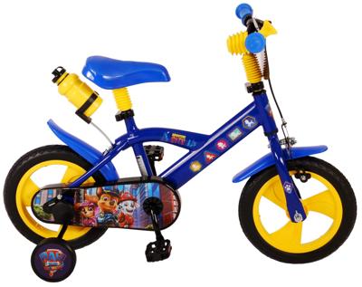 paw patrol kinderfiets - jongens - 12 inch - blauw/geel - doortrapper