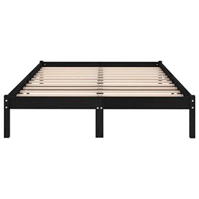Bedframe massief hout zwart 135x190 cm - thumbnail