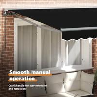 VidaXL Inklapbaar zonnescherm zwart 350 x 250 cm polyester en metaal - thumbnail